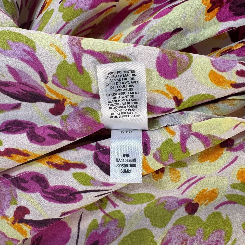 Halogen Nordstrom Blouse Sz S Purple Petal Breeze Floral Round Neck Cap Sleeves