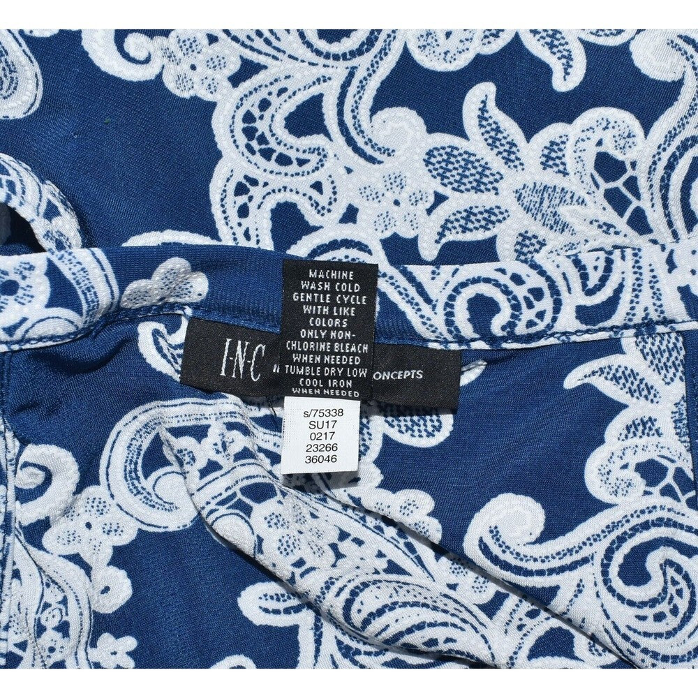 INC International Concepts Top Sz XL Blue/White Embroidery Sleeveless