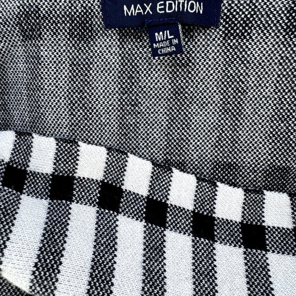 Max Edition Women Pull On Stretch Knit Flared Skirt Black White Stripes Size M/L