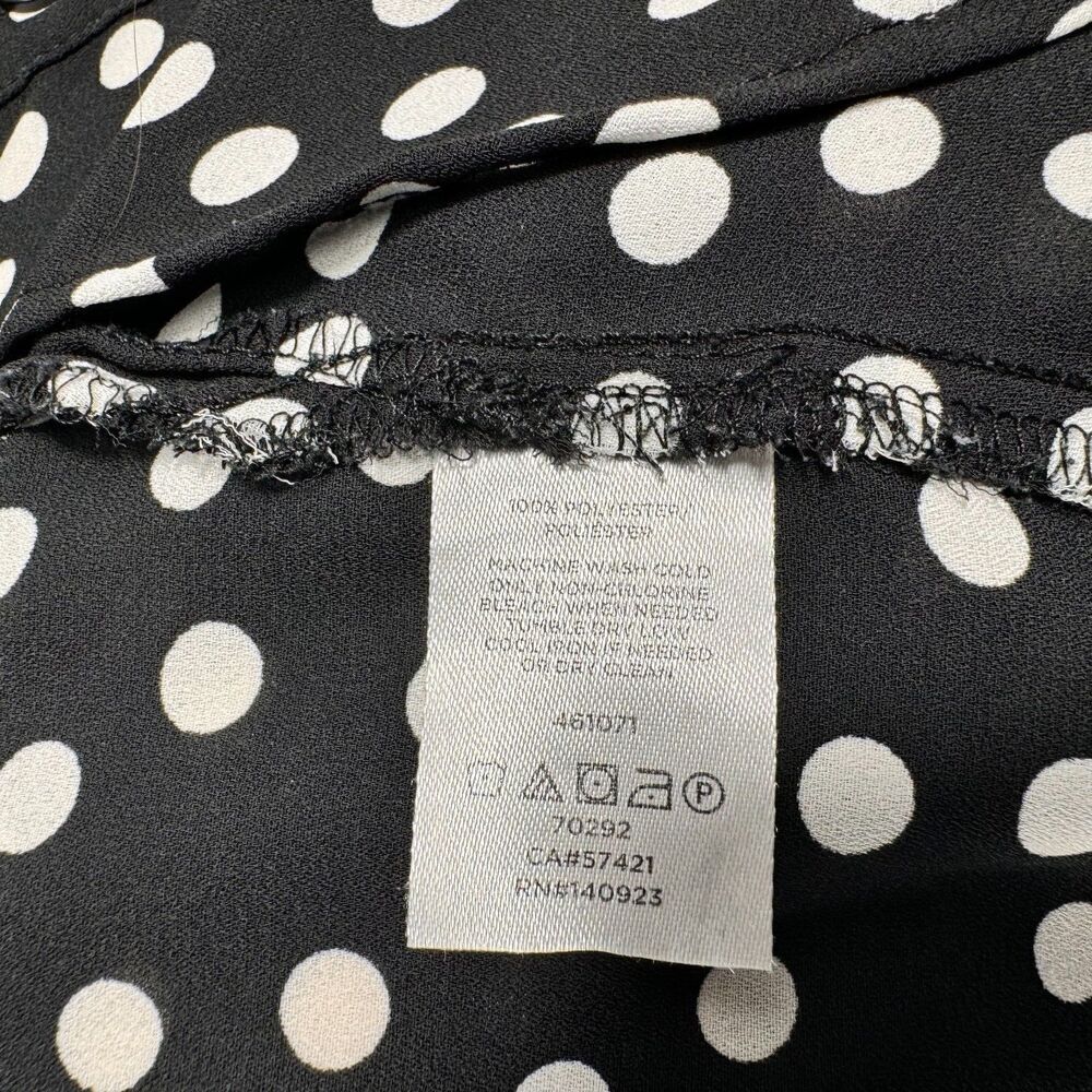 LOFT Womens Tank Top Sz M Black Polka Dot VNeck Henley Flowy Sleeveless