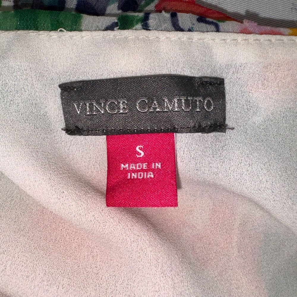 Vince Camuto Top Sz S Floral Scoop Neck sleeveless ruched wide shoulder straps