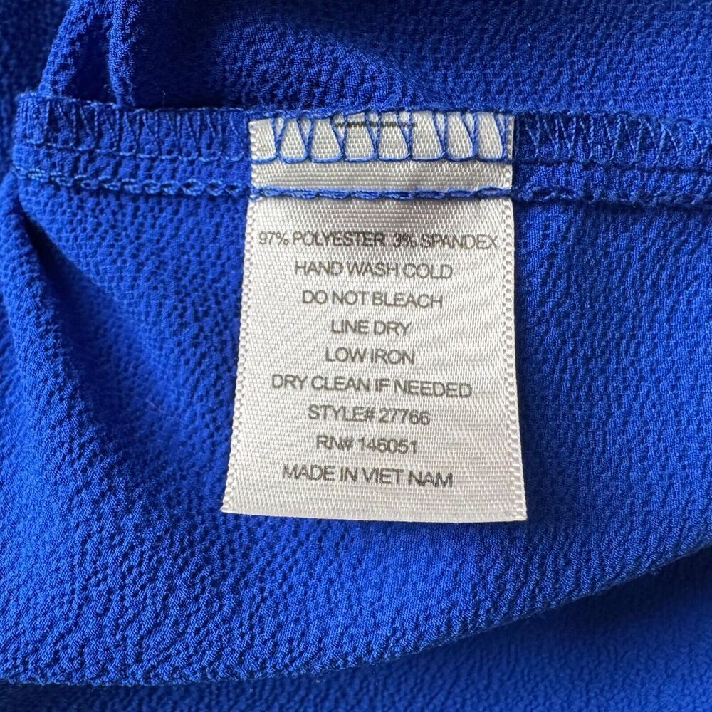 Monteau Women Blouse Sz L Blue Split Neck Pockets Sleeveless