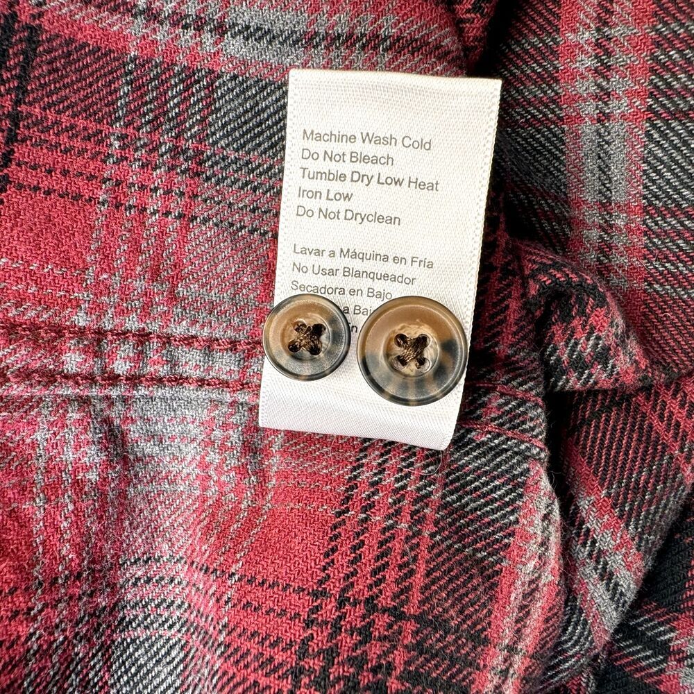 Jachs Shirt Men XL Heritage Flannel Plaid Red Black Gray Pockets Button Up