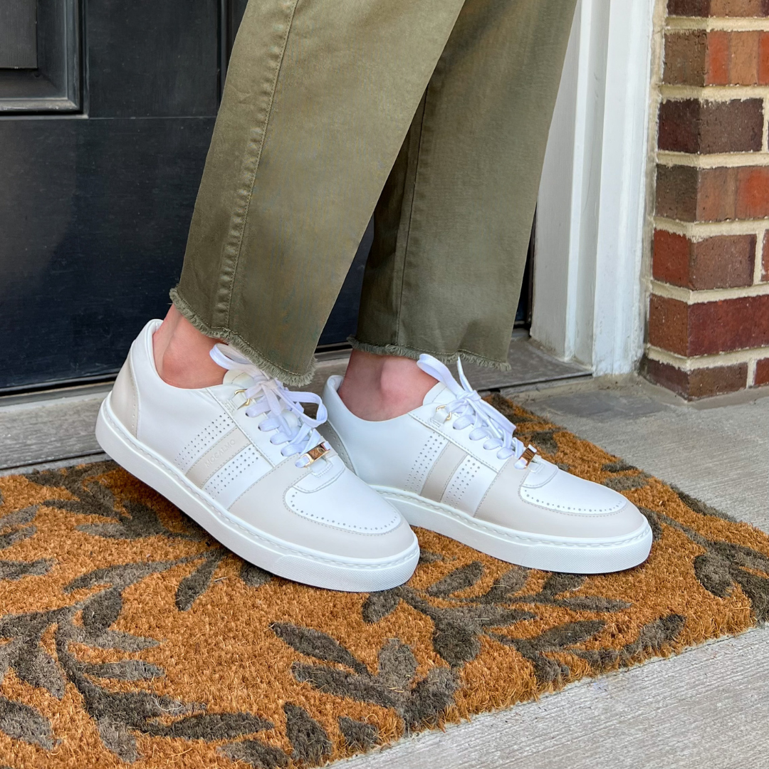 MOCALMO Women's Norma Leather Sneakers – Ivory Gray