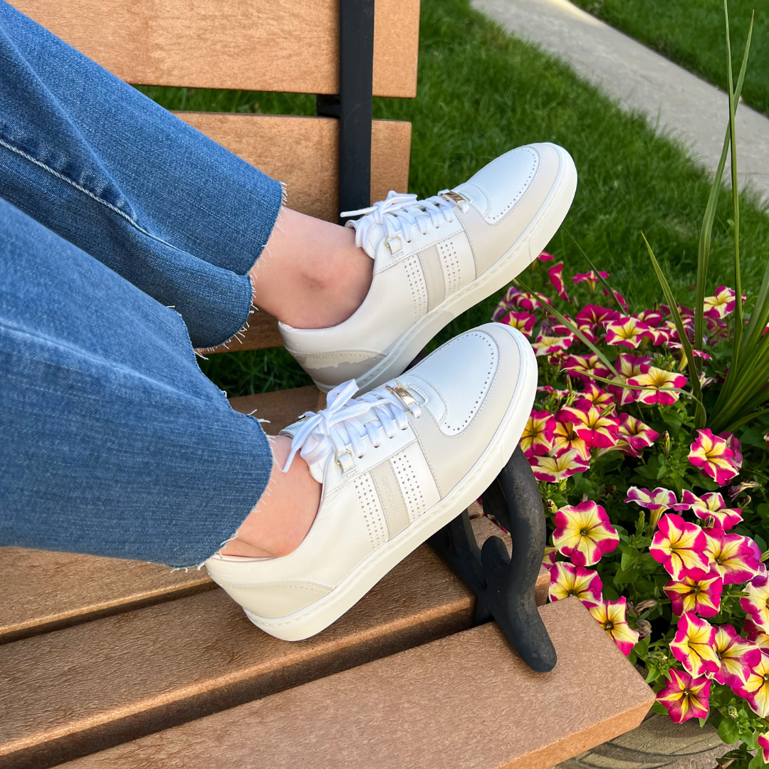 MOCALMO Women's Norma Leather Sneakers – Ivory Gray
