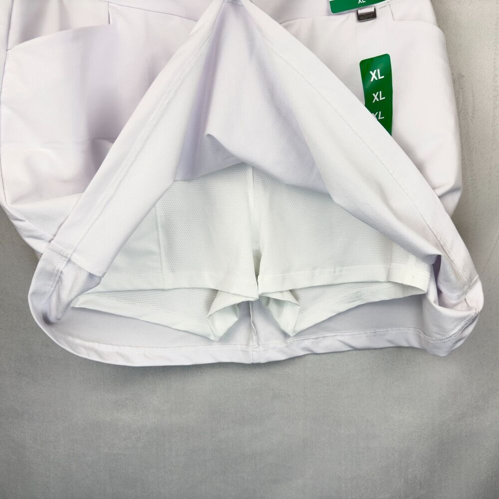 Greg Norman White Skort Sz XL Tennis Golf Pockets Elastic Waist Mesh Short Liner