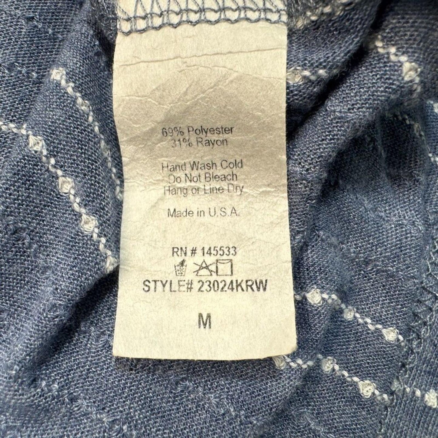 W5 Anthropologie Women Sz M Long Sleeve Blue Striped Textured Shirt Blouse