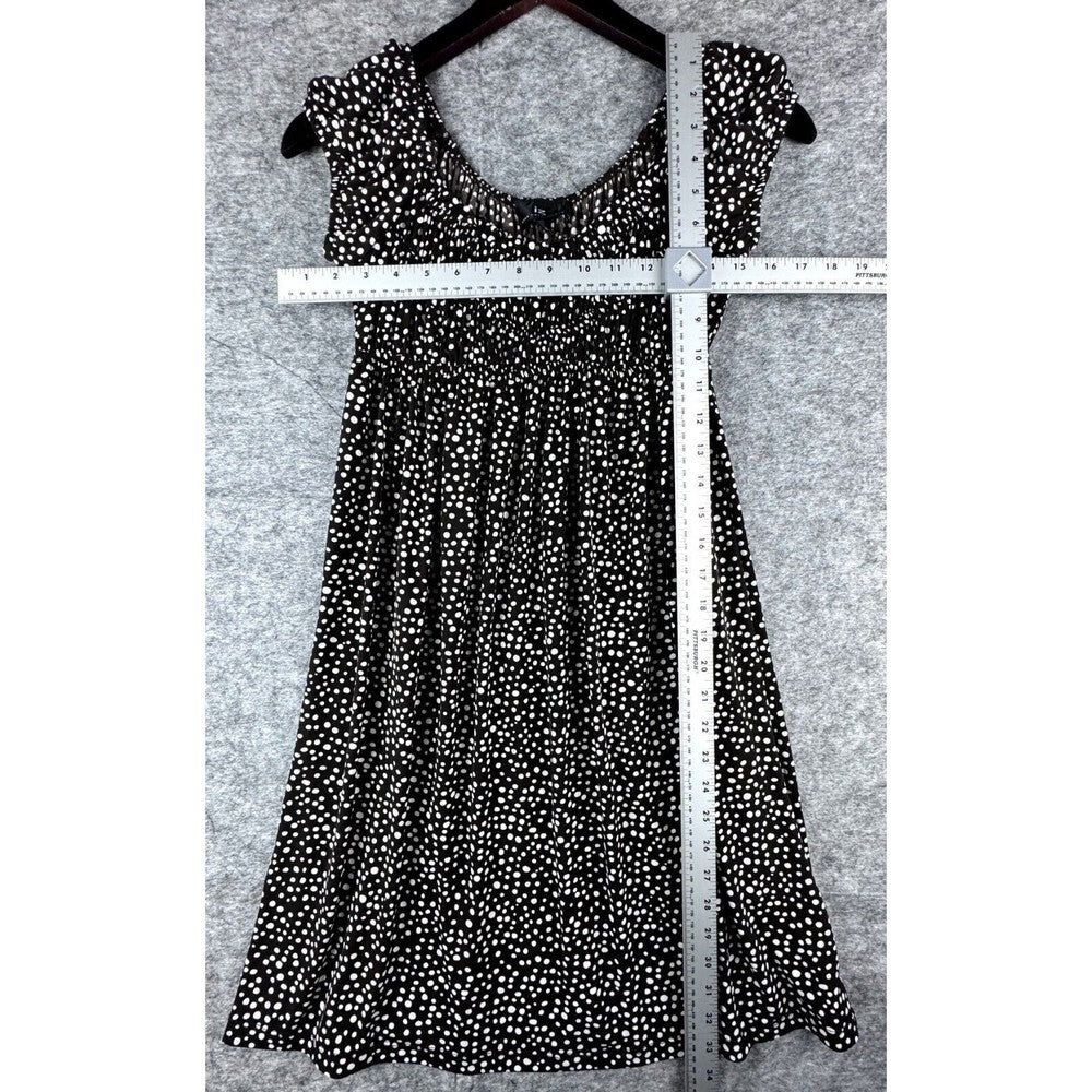 IZ Byer California Women Brown with White polka dots Dress Empire Waist Sz Small