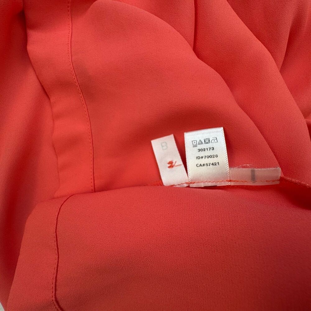 Loft Ann Taylor Top Sz S Orange Boat Neck Pleated Sleeveless Keyhole Back