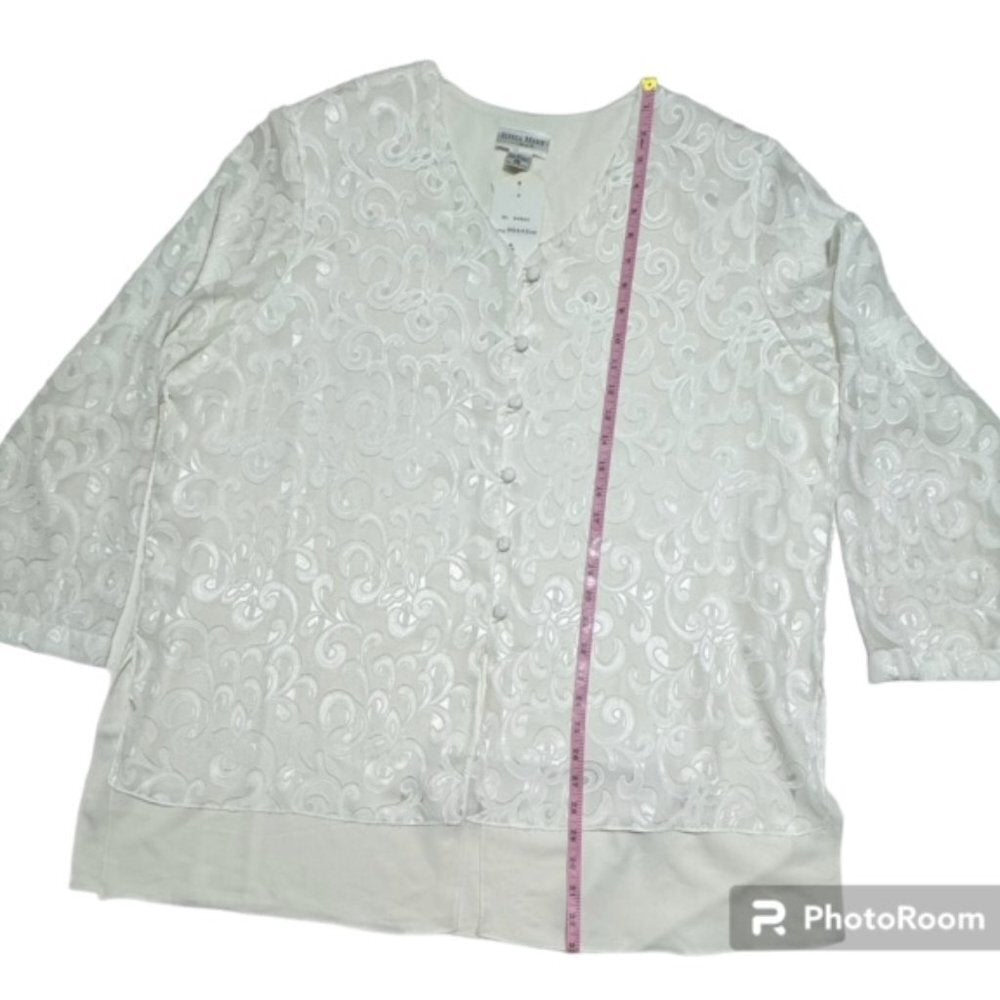 Ilyssa Maxx Long Sleeve Blouse: Cream Tops - Women's Size 3X