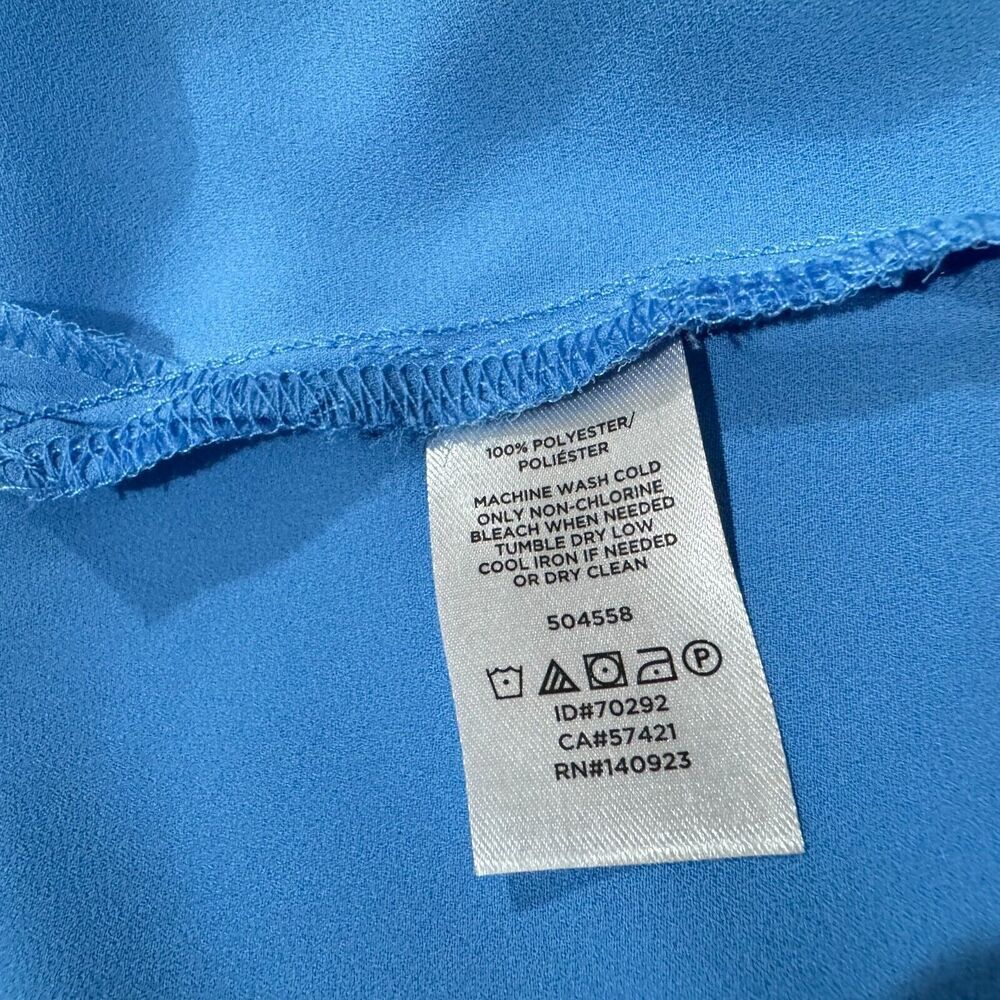 LOFT Sz XS Yoke Top Blue Boat Neck Sleeveless Pullover Keyhole Flare Sleeves