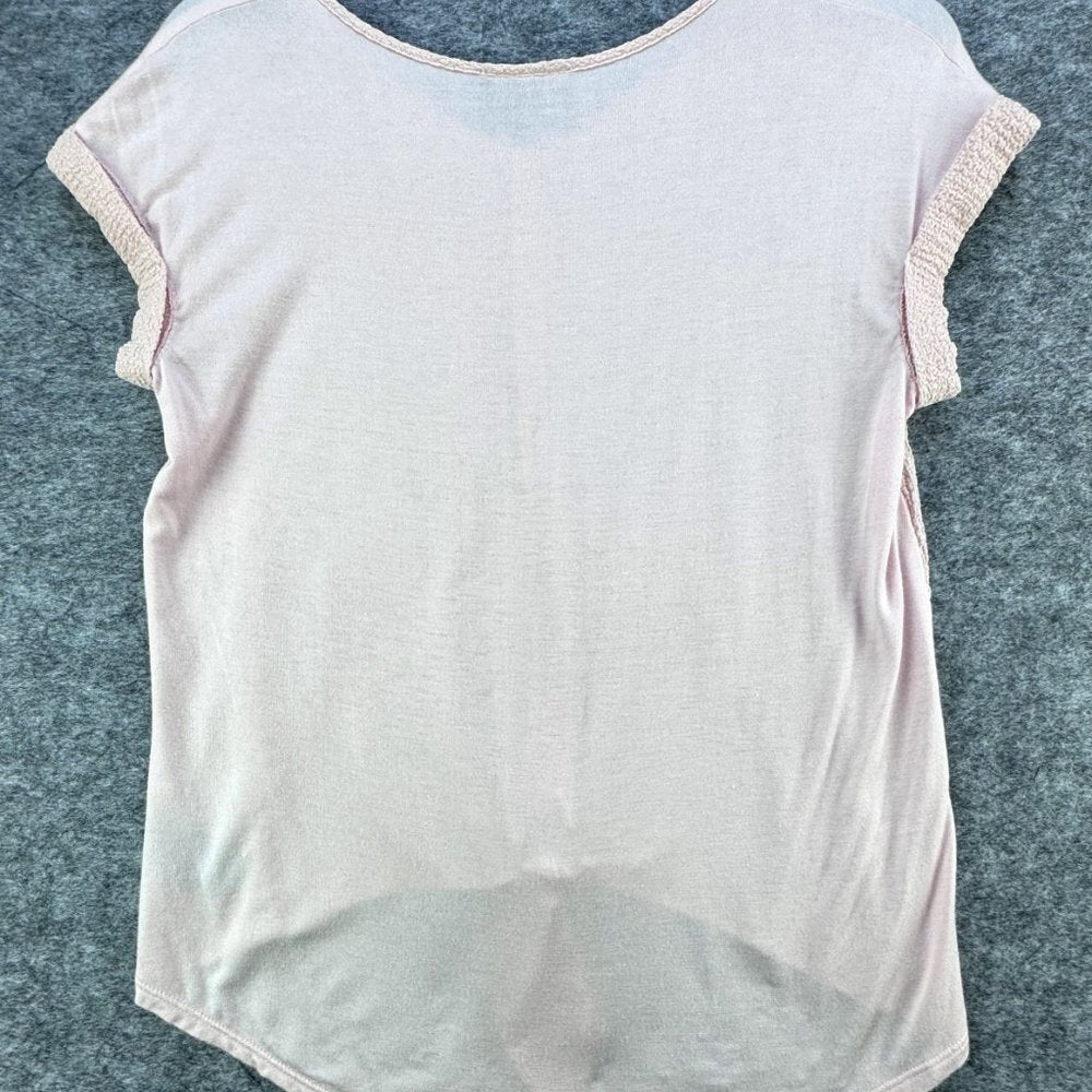 BCX Juniors Textured Tie-Front Pink Top Short sleeve Size Small