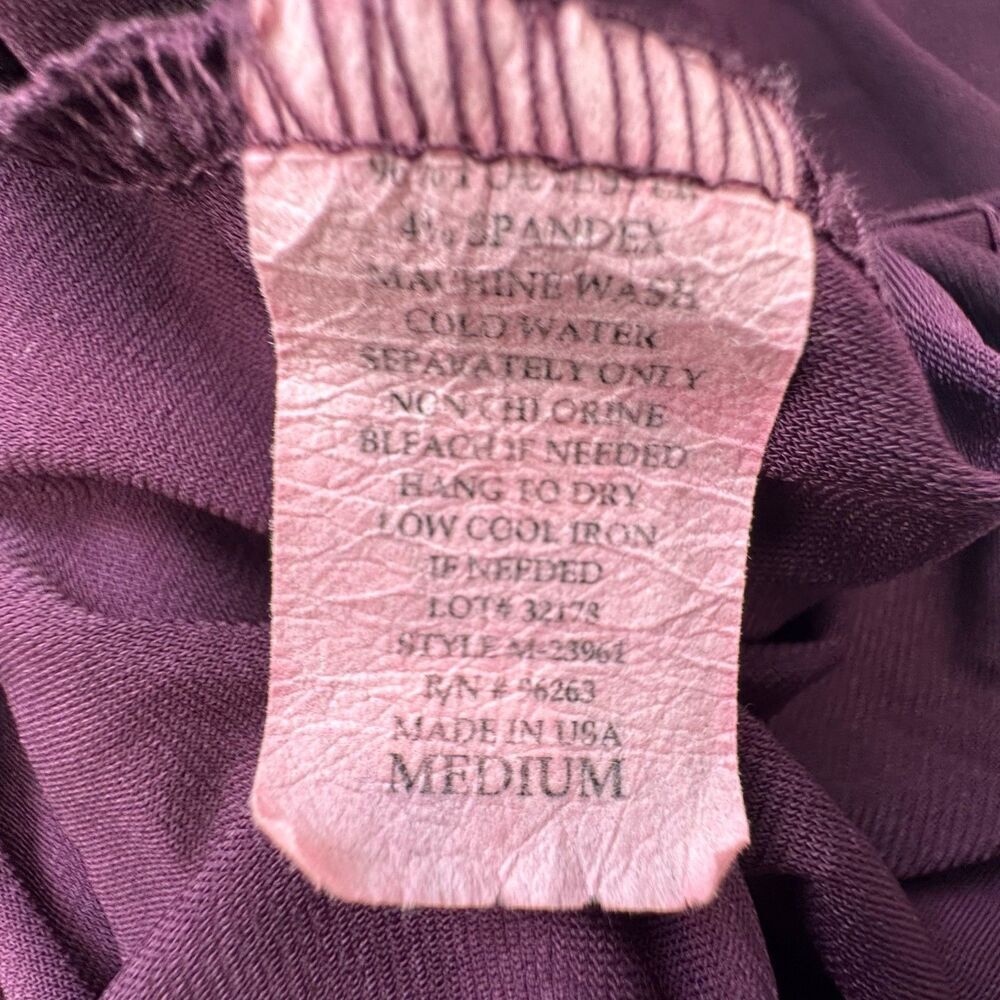 Jason Maxwell Blouse Sz M Purple Surplice Round Neck Short Sleeve Decor Buckle