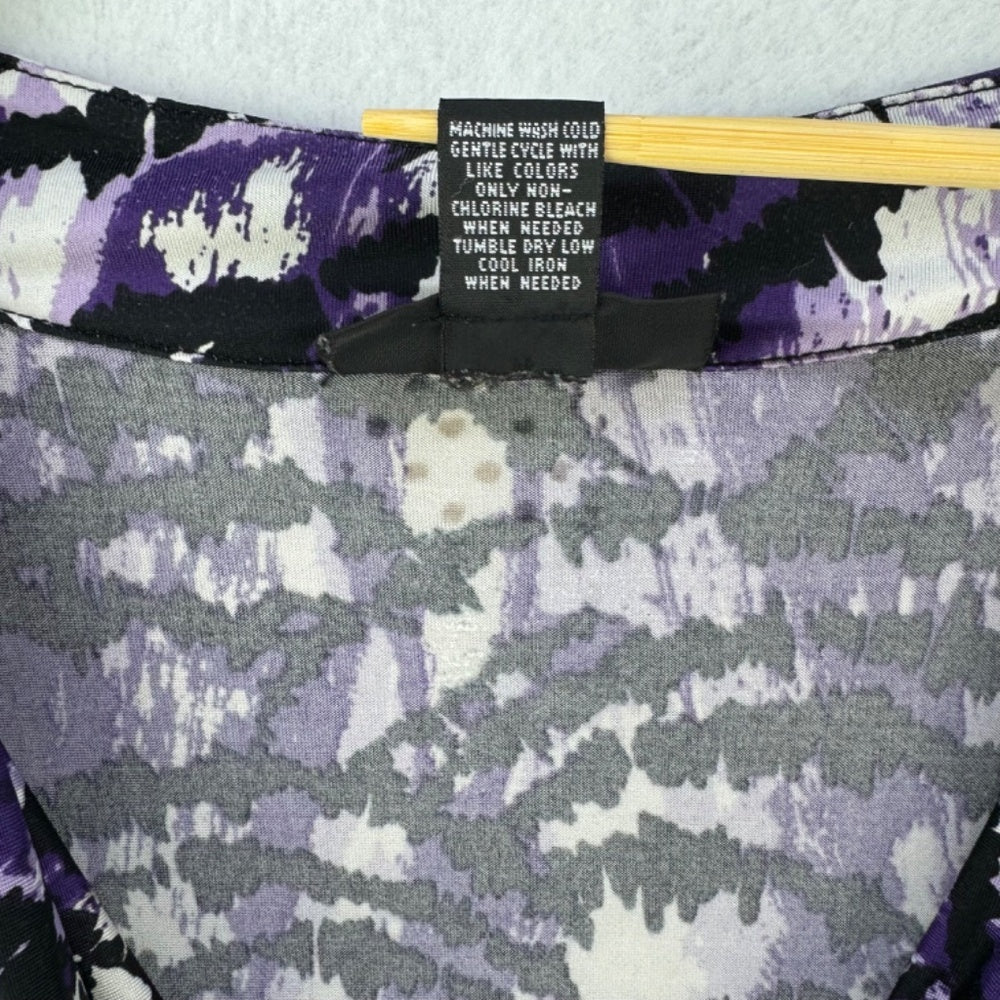 Alfani Women Blouse Sz L Tank top cowl neck embellished Purple Black White