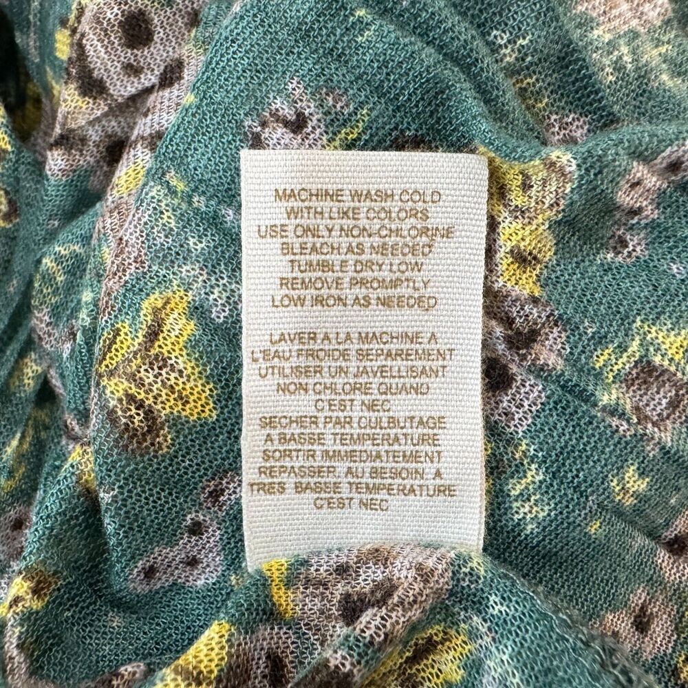 Free People Women Sz XS Floral Green Scoop Neck Stretch Racerback Tank