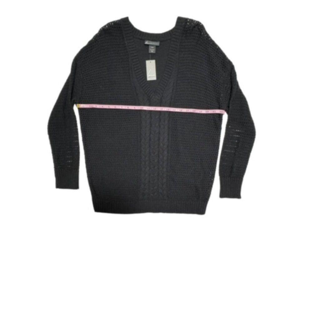 Lane Bryant Women's 18/20 Black Cotton Cable Knit Sweater NWT