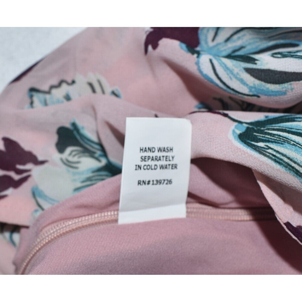 Falda midi Honey Punch talla M, estampado floral rosa, con forro