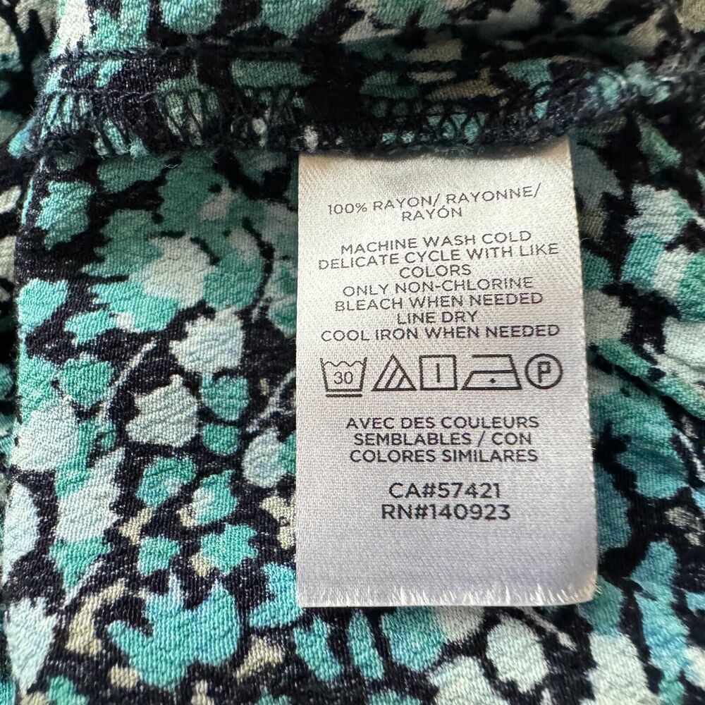 LOFT Top Sz XS Black Multicolor Floral Sleeveless Peplum Ruffle VNeck