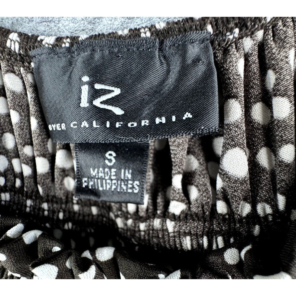 IZ Byer California Women Brown with White polka dots Dress Empire Waist Sz Small