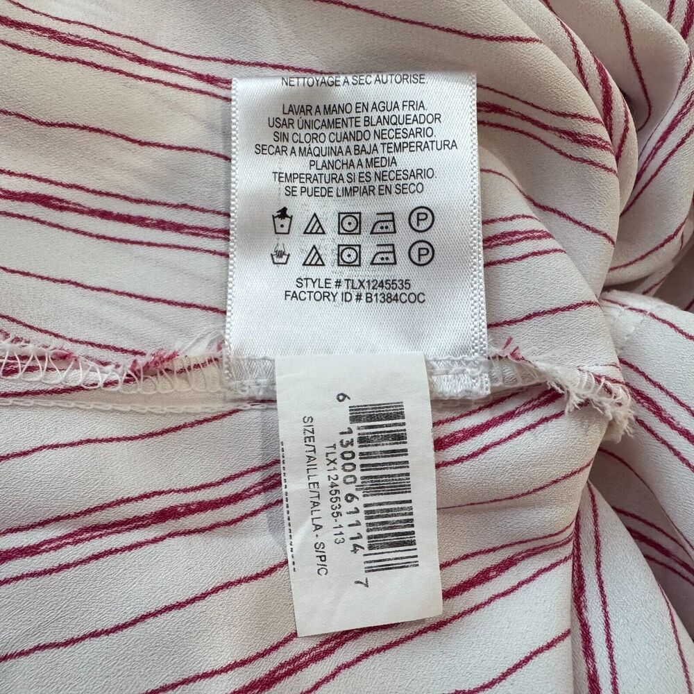 BCBG Max Azria Top Sz S Off-White Red Round Neck Sleeveless Keyhole Slit back