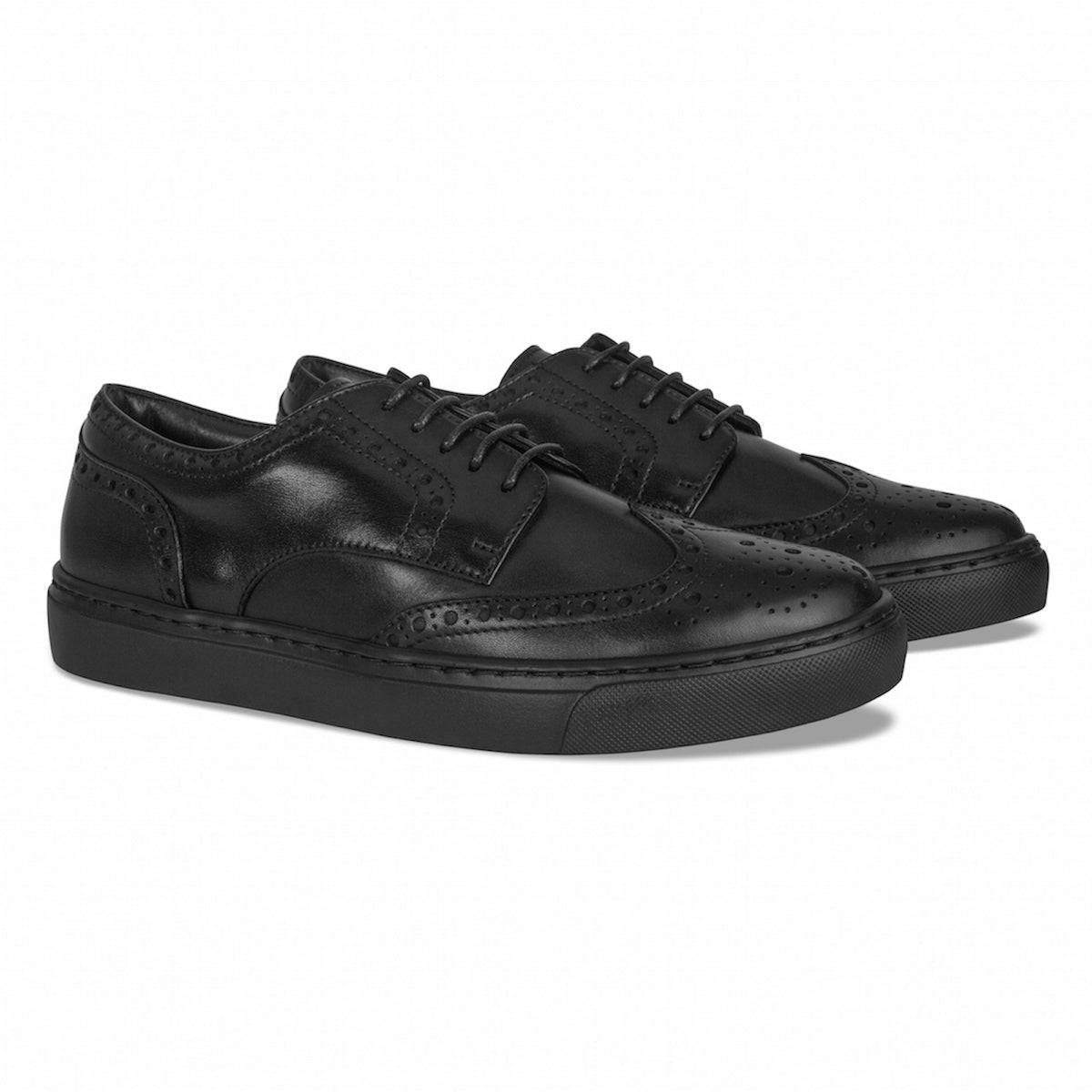 MOCALMO Women's Aida Leather Wingtip Sneakers – Black
