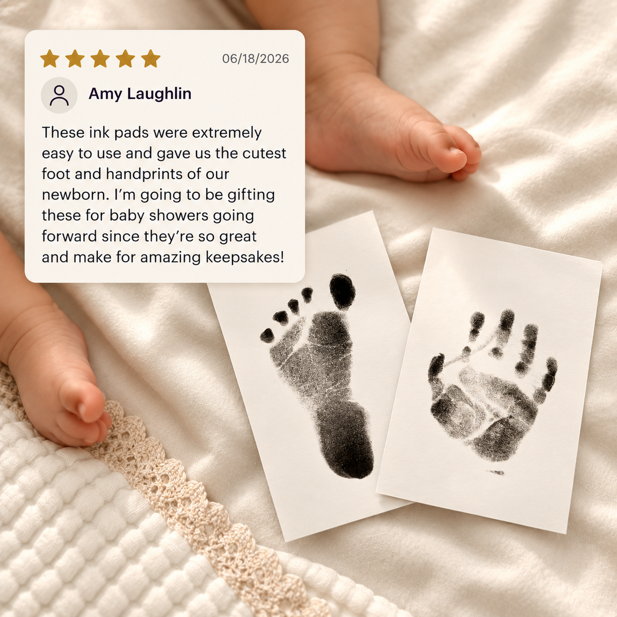 Little Treasures Mess-Free Baby Handprint & Footprint Keepsake Kit