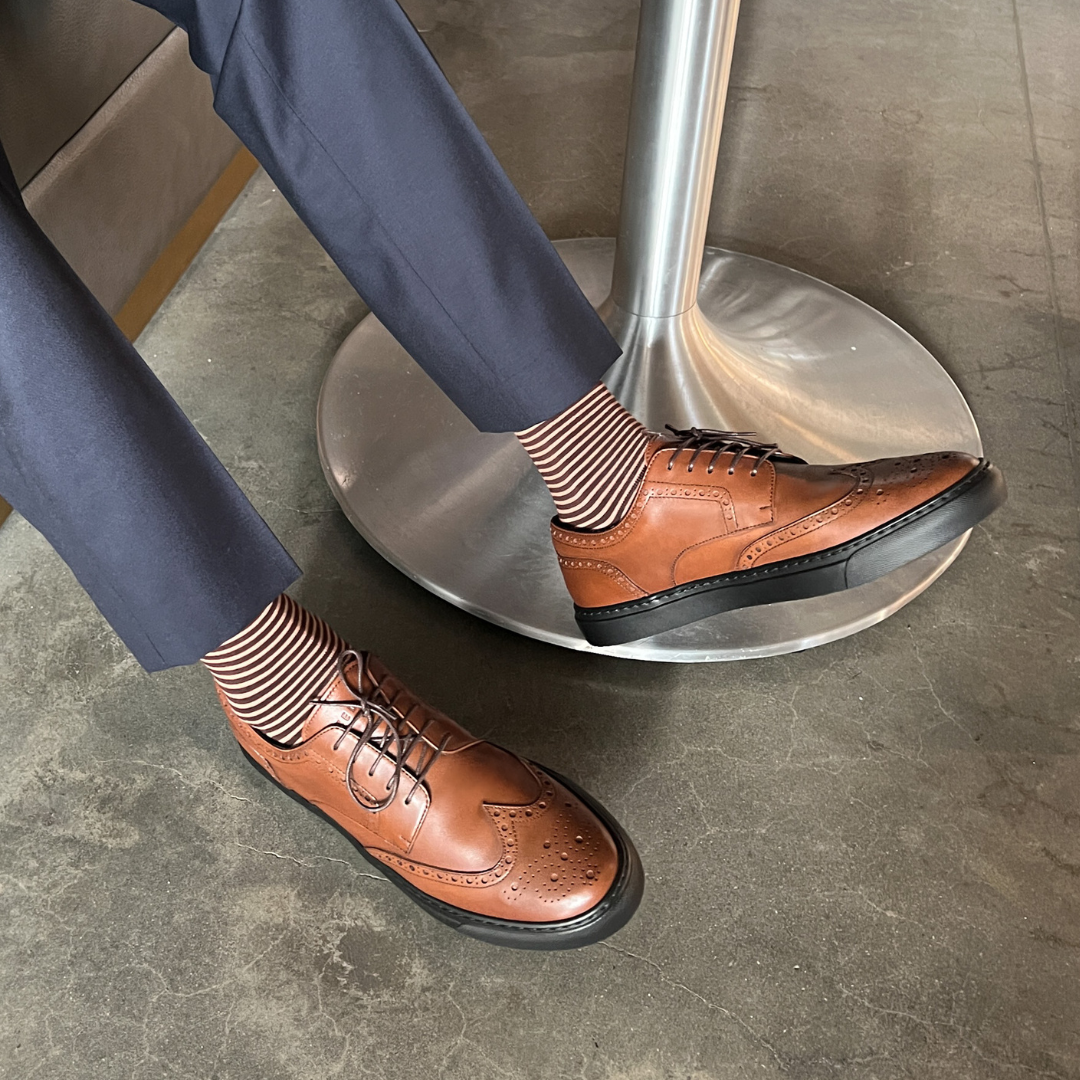 MOCALMO Men's Don Giovanni Leather Wingtip Sneakers – Cognac
