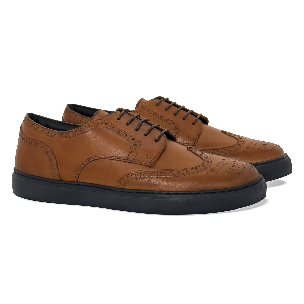 MOCALMO Men's Don Giovanni Leather Wingtip Sneakers – Cognac
