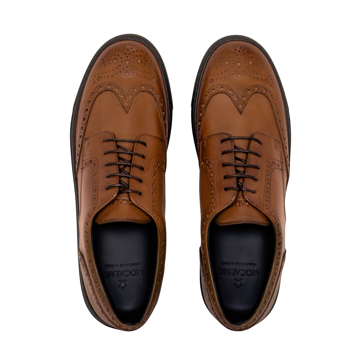 MOCALMO Men's Don Giovanni Leather Wingtip Sneakers – Cognac