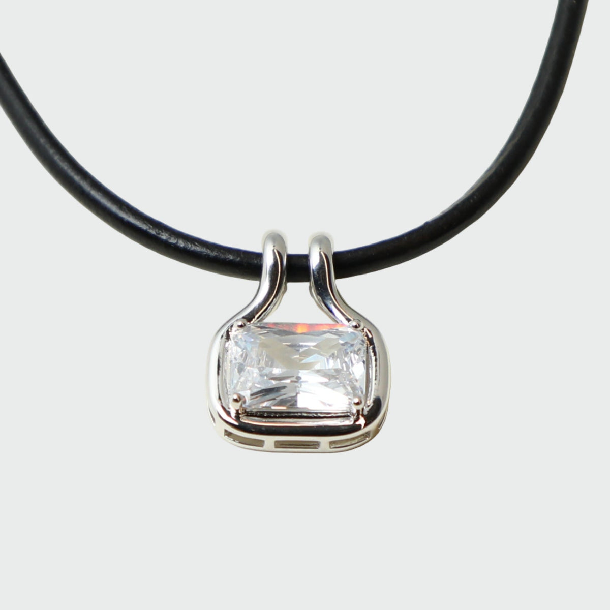The M Jewelers Naia Cubic Zirconia Pendant Leather Cord Necklace