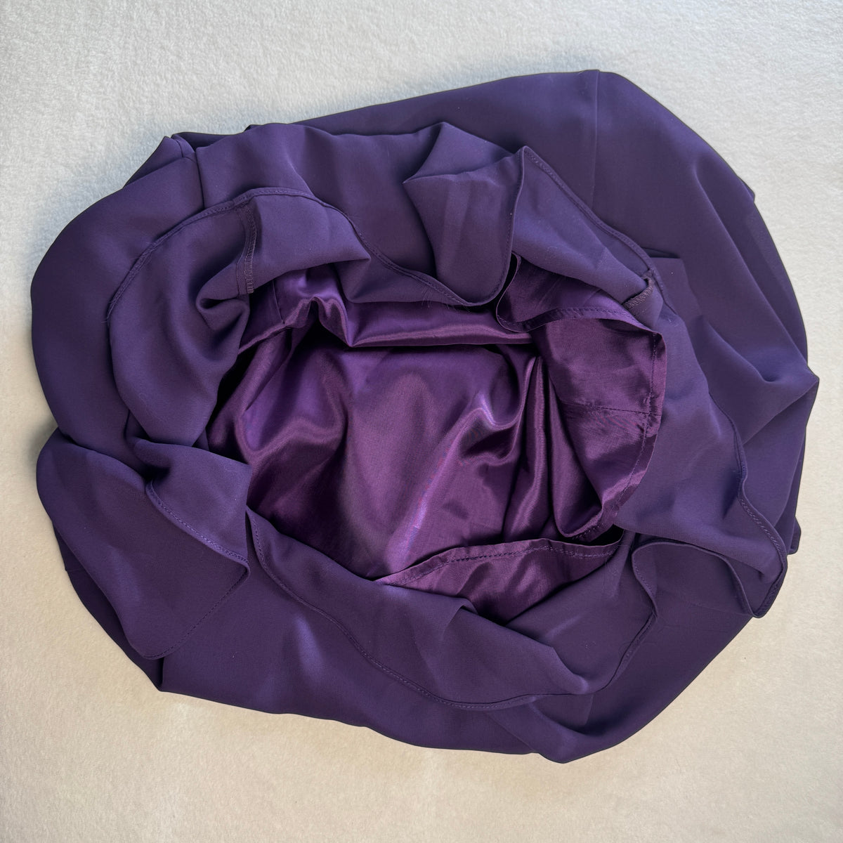 Rhapsody purple formal dress interior and hem
