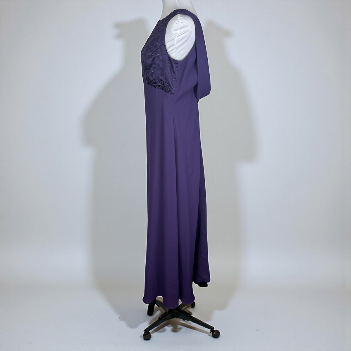 Rhapsody purple formal gown side view