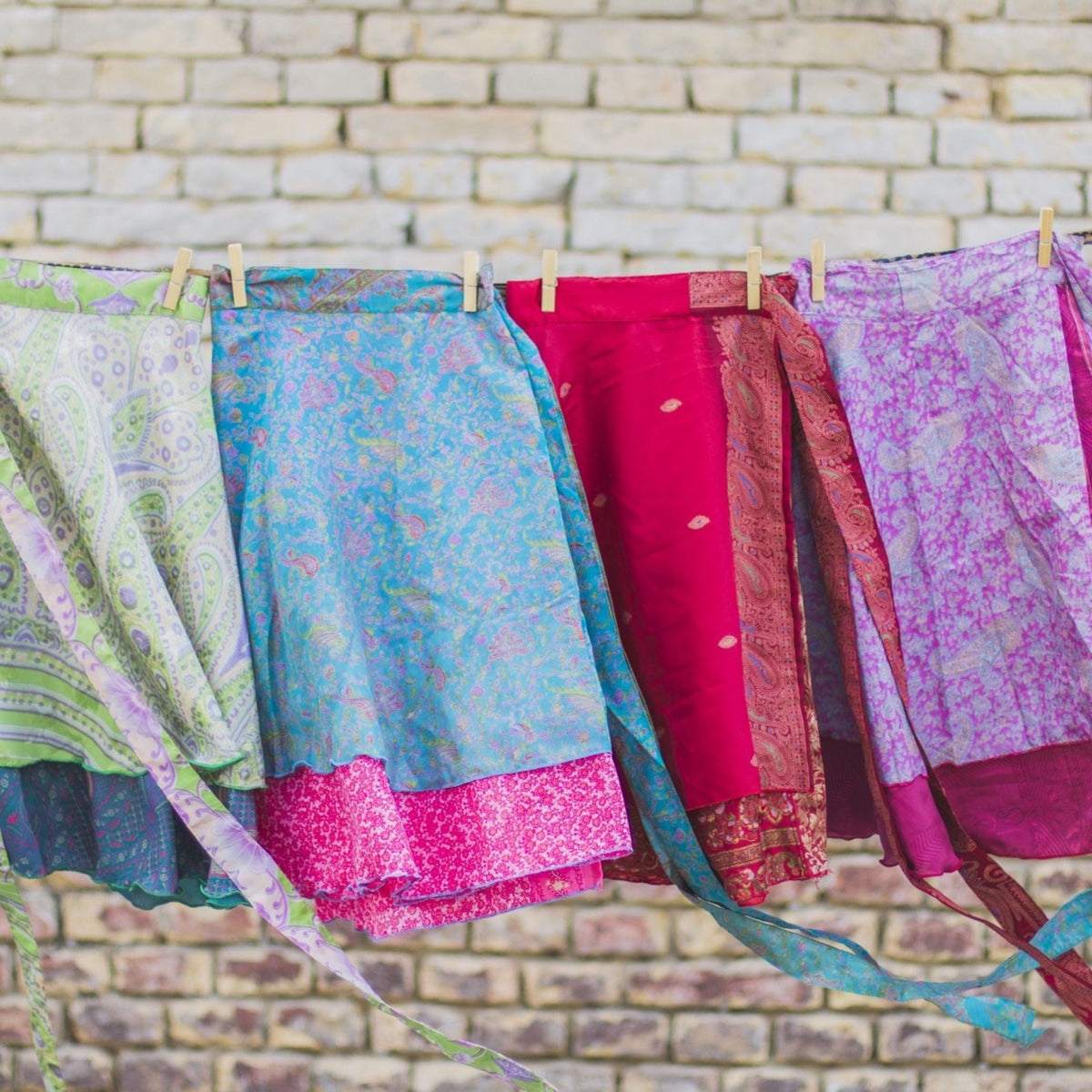 Darn Good Yarn Women's Recycled Sari Wrap Skirt Reversible Boho