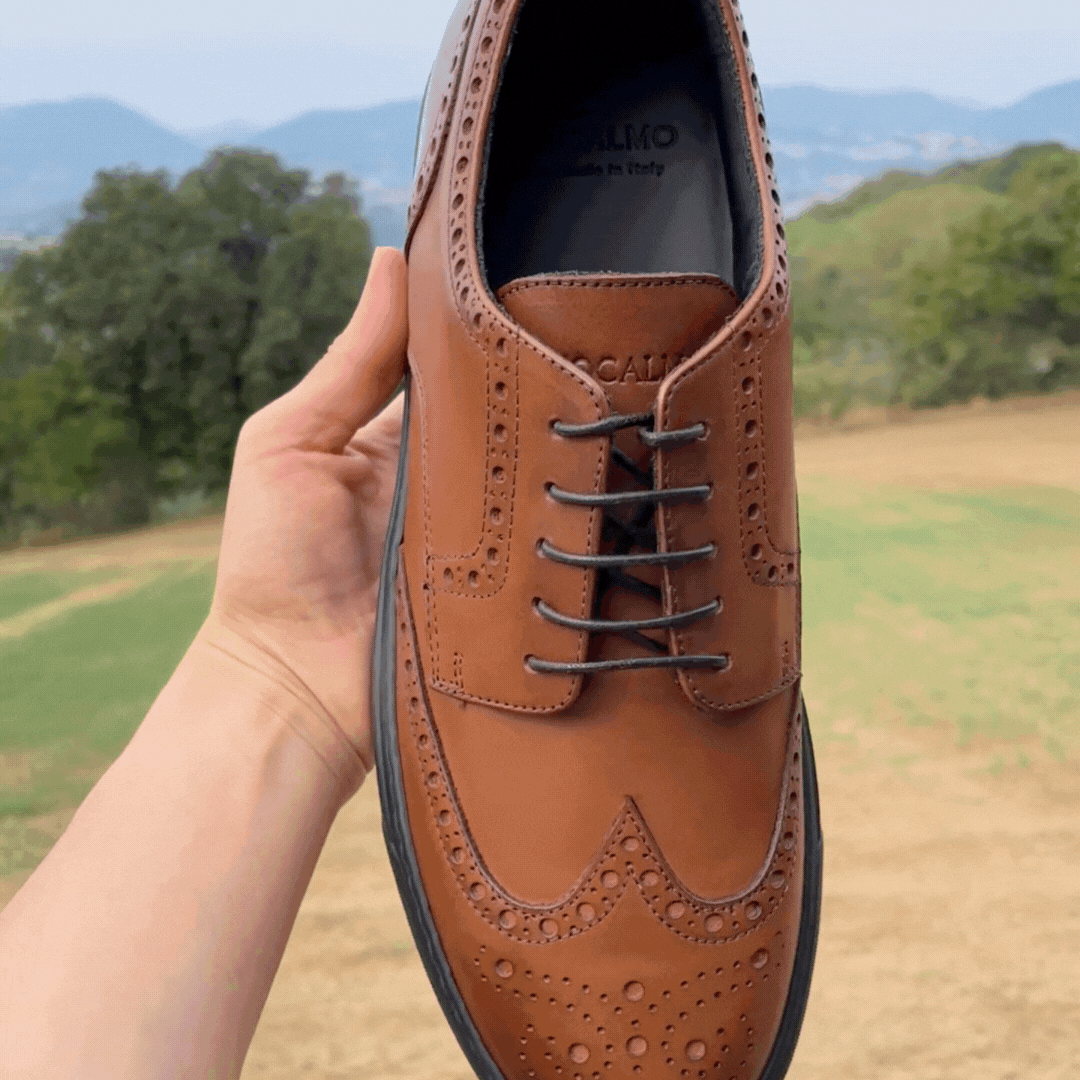 MOCALMO Men's Don Giovanni Leather Wingtip Sneakers – Cognac