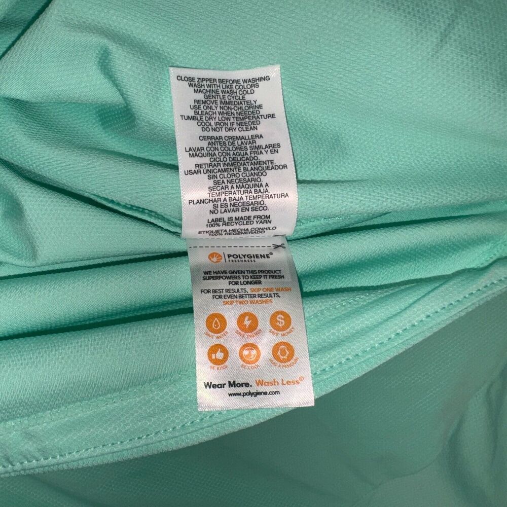 Mondetta Polo Sz M Women's Active 1/4-Zip Green Short Sleeve Mesh Shirt
