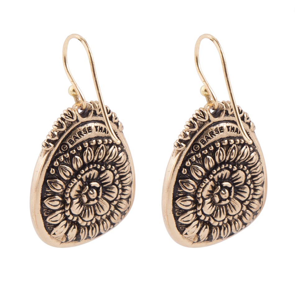 Barse Jewelry Agave Genuine Blue Turquoise Bronze Drop Earrings