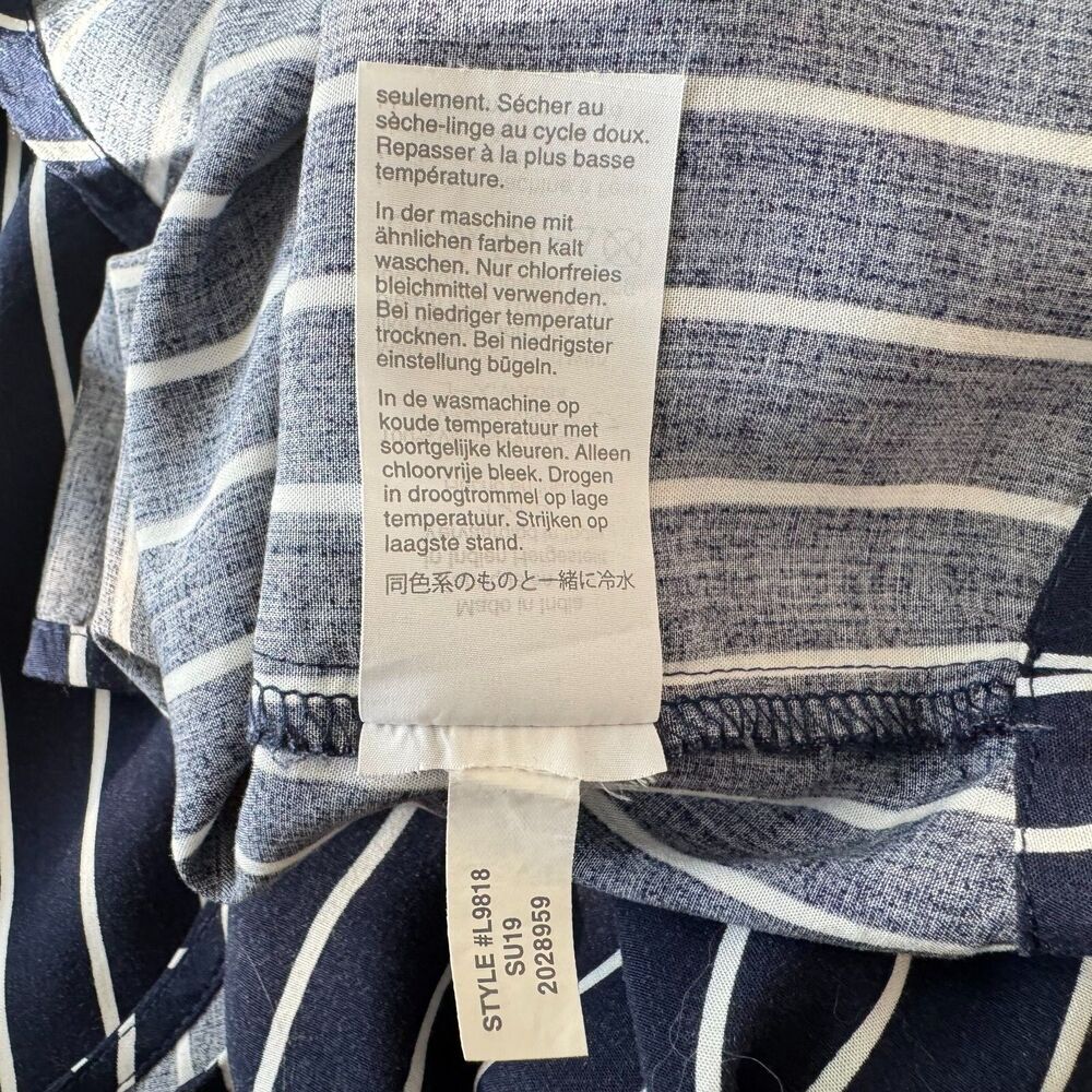 J.Crew Ladies Sz L Striped Tank Navy Blue Sleeveless Popover Top