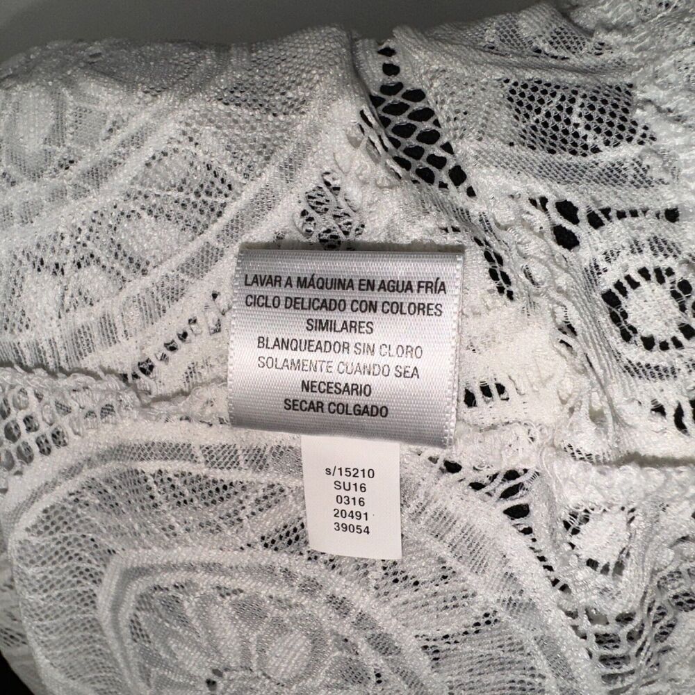 Charter Club Top Sz 1X Lace Crochet Ivory Short sleeve