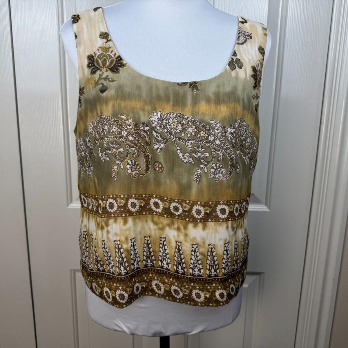 K Studio Collection Tank Top Sz 14 Brown Glitter Scoop Neck Sleeveless Lined