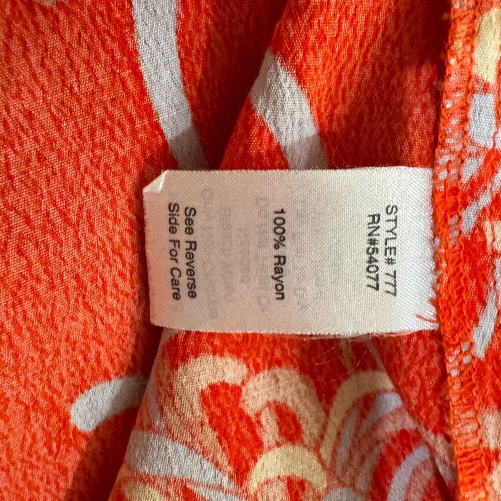 CAbi Women Tank Top Sz L Orange Mum Floral Print Sleeveless Cami