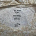 Nine West Top Sz S White Beige Animal Print Elbow Length Sleeves Crew Neck NWT