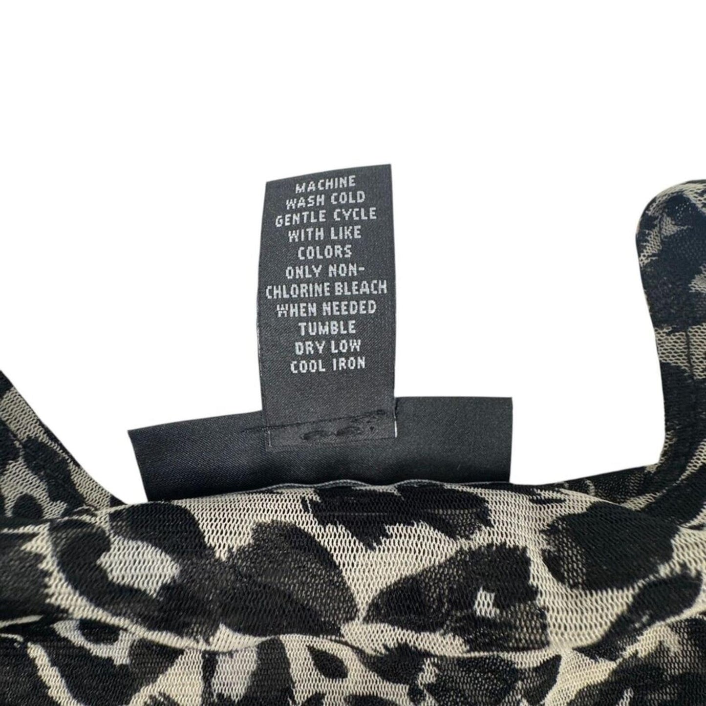 INC International Concepts Women M Top Ruched Mesh Animal Print Faux Wrap Neck