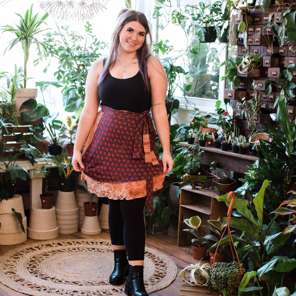 Darn Good Yarn Women's Recycled Sari Wrap Skirt Reversible Boho