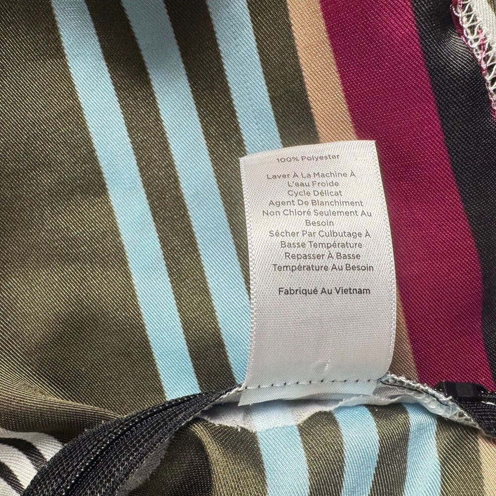 Talbots Satin Top Sz MP Boat Neck Sleeveless Striped Keyhole Side Zipper NWOT