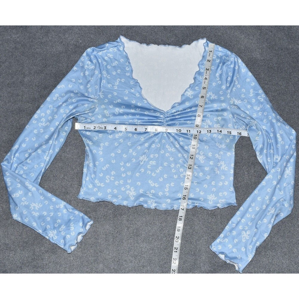 Shein Crop Top Long Sleeve Light Blue Size Medium US 6