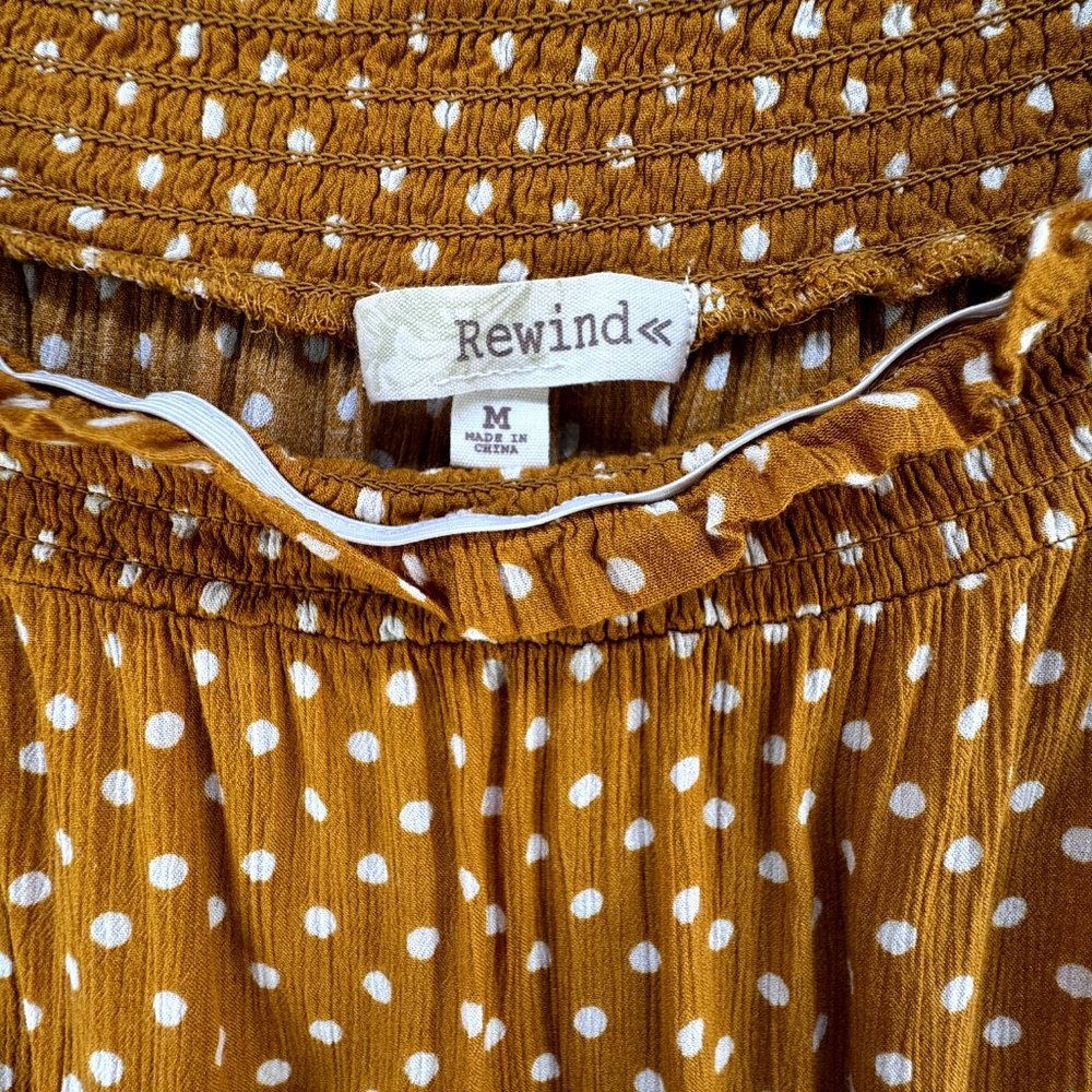Rewind Top Amber and White Polka Dots Cropped Off The Shoulder Blouse Medium
