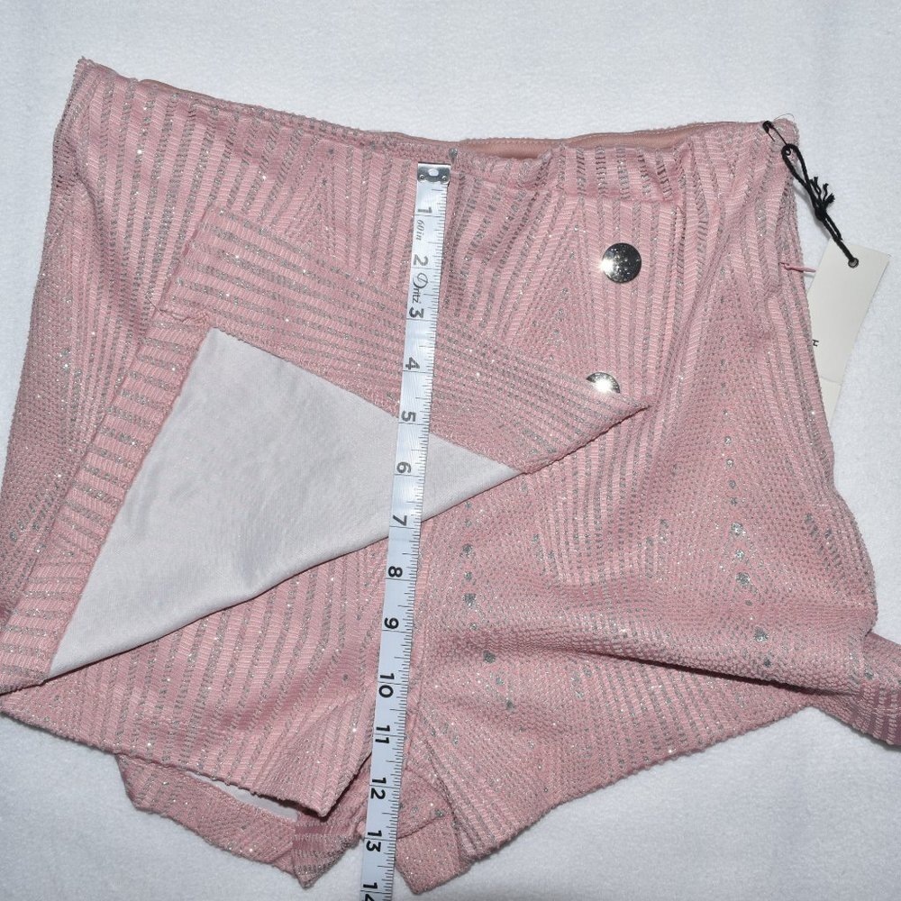 Haute Monde Skort Women Sz Medium Side Zip Dusty Pink Silver Metallic Thread