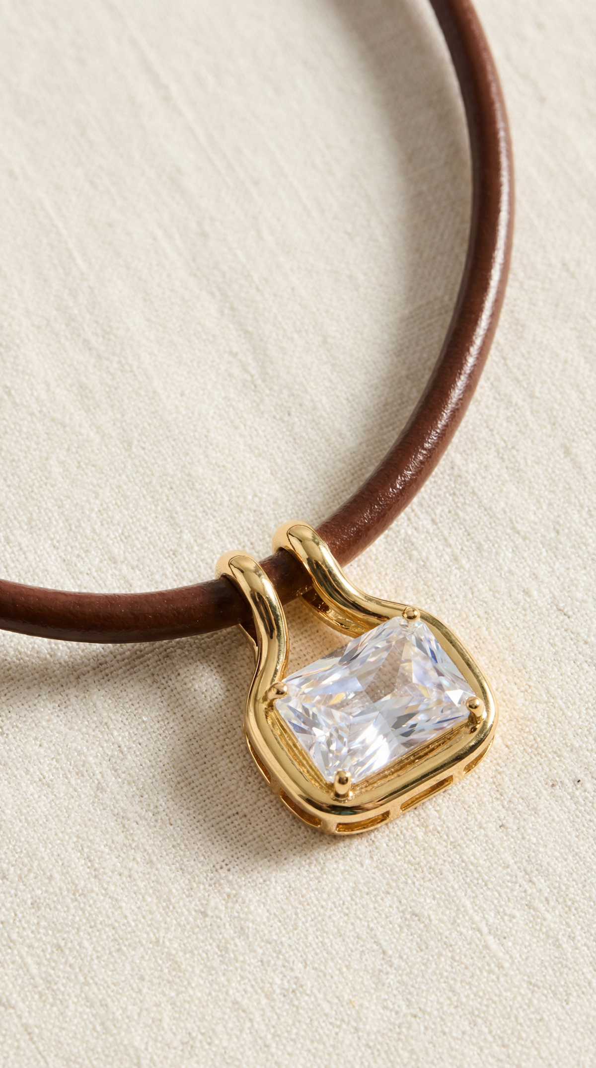 The M Jewelers Naia Cubic Zirconia Pendant Leather Cord Necklace