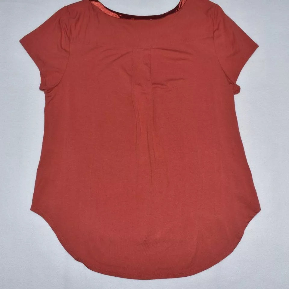 Joan Vass New York Top Women Sz XXL Terracota Short Sleeve Boat neckline