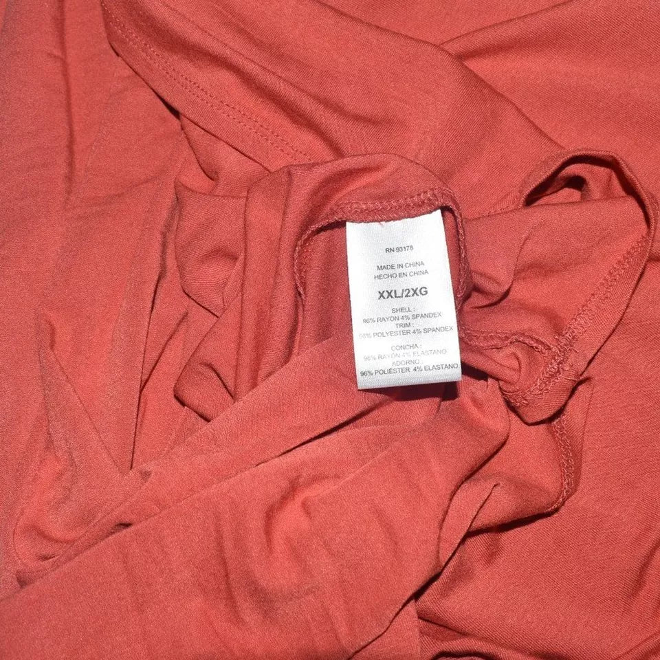 Joan Vass New York Top Women Sz XXL Terracota Short Sleeve Boat neckline